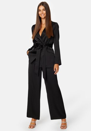 FOREVER NEW Alora Satin Wide Leg Pant Black Klær