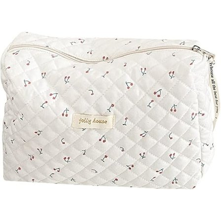 Makeup Taske Quiltet Kosmetik Taske Rejsetaske til Kvinder Quiltet Kosmetikpung Blomster Makeup Taske Toilettaske