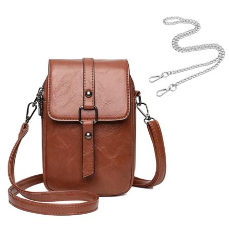 Liten crossbody skinntelefonveske for kvinner, mobiltelefon skulder vesker kortpung, mobiltelefon opptil 6,5 tommer, veskestørrelse 20*13*6cm