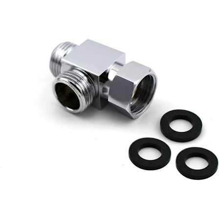 Messing brusearm 3-vejs diverter T til slange standardforbindelse - G1/2" håndbrusesystem reservedel bruserflowkontrol splitter T-samlingsadapter