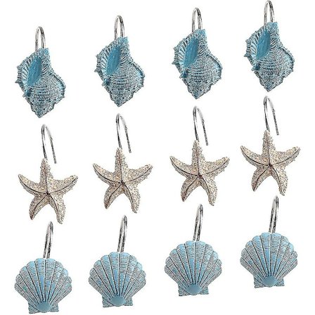 Skalldusjforhængskroge. 12 stk Dusjforhængsringe. Rustfri Badeværelse