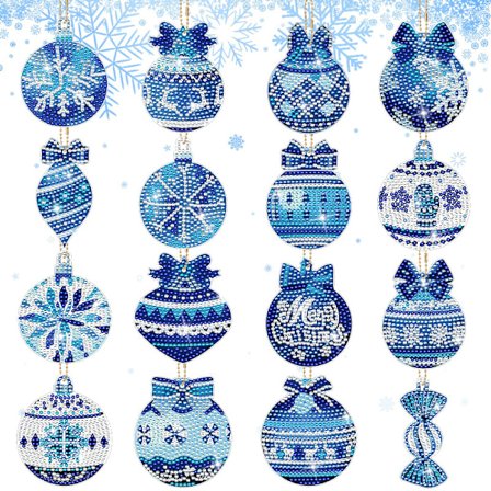 16 stk. Jule Vinter Lys Kugle Diamant Kunst Nøglering Sæt Vinter Lys Kugle Diamant Kunst Nøglering Ferie Lys Kugle Diamant Kunst Nøglering Rhinestone