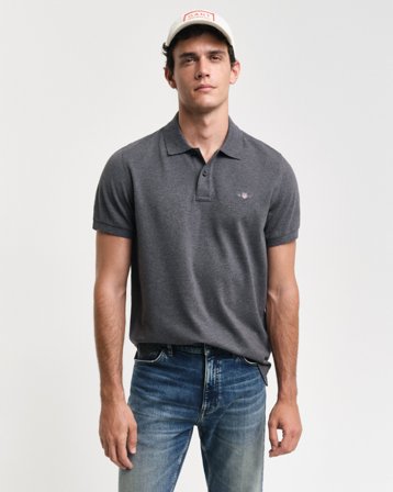 GANT Herren Regular Fit Piqué Poloshirt (S) Dunkelgrau