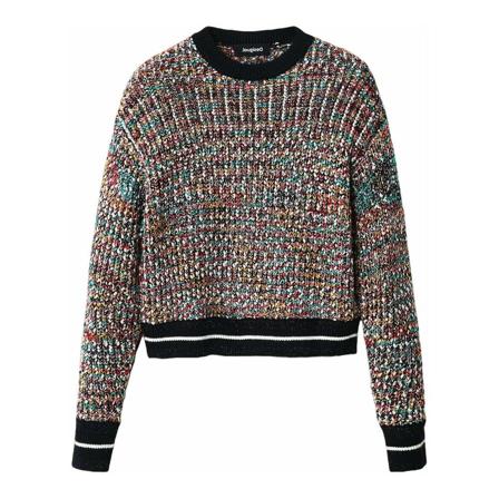 Desigual Round-neck Strik Sort, Dame Striktrøjer
