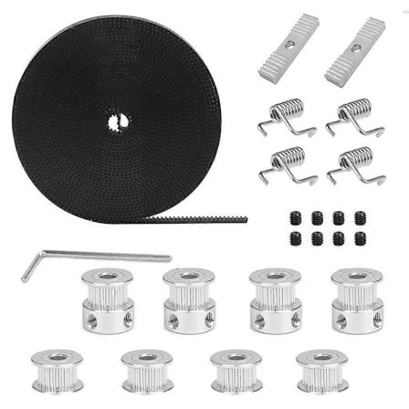5M GT2 6mm & 8 stk. GT2 Tandrem 20T Remhjul Gummi Tandrem med 4 stk. Spændingsfjeder Nøgleformet Hex Hakket Remhjul til 3D Printer