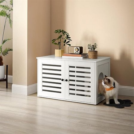 Dekket søppelbrett i møbelstil med avtakbar skillevegg - Hvit