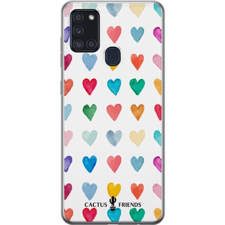 Kompatibel Mobilcover til Samsung Samsung Galaxy A21s Cactus and Friends - Watercolor Love Grid