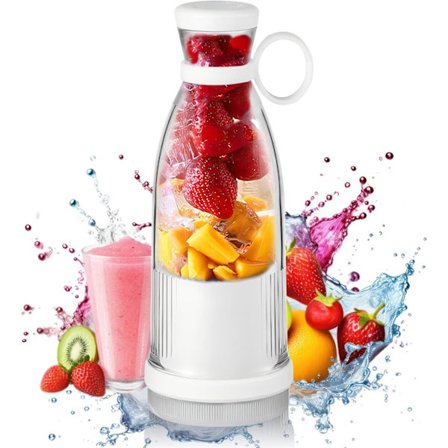 Genopladelig Bærbar Blender 350ml, Kraftfuld Personlig Smoothie Maker Kop til Frugter, Shakes, Hjem, Kontor, Skole & Udendørs, Hvid