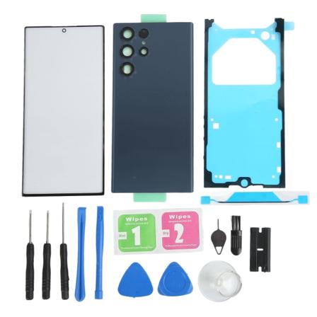 Bakre glassdeksel foran ytre skjermglassdeksel erstatning med profesjonelle vedlikeholdsverktøy for Galaxy S22 Ultra 5G