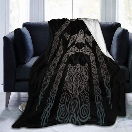 Ravens Norse Mythology Viking Fleece Täcke, All Seasons Lätt Fuzzy Warm Super Mjuk plysch filt för säng, soffa och soffa, bra sovrum 60x50in 150x125cm