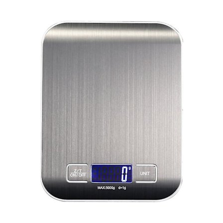 Digital köksvåg, precisionsköksvåg 10 kg/1 g digital köksvikt, rostfritt stål matvåg med stor LCD-display, tareringsfunktion (batte