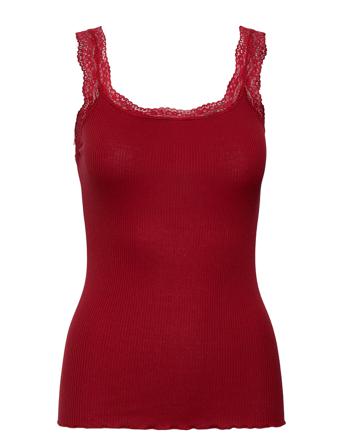 Silk Top W/ Lace Top Ærmeløs Top Rød Rosemunde
