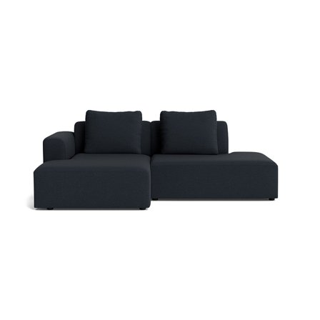Como Lille Chaiselong Sofa, Venstrevendt Open End - Loop Mørkeblå - Inkl. 2 Ryghynder - 226x155x83cm - Elegant Design & Høj Komfort