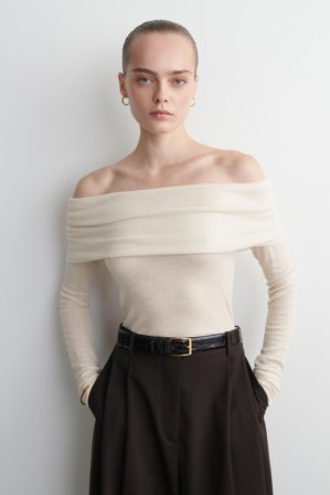 COS Women's Off-The-Shoulder Merino Wool Top in White