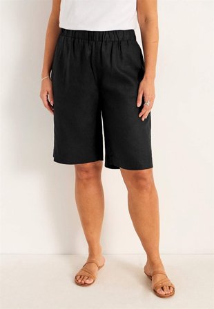 Cellbes of Sweden - Shorts Premium i lin med strikk i midjen i svart for damer i størrelse 58/60