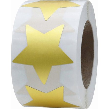 Guld stjerneklistermærker til børn Belønningsmærker i metalfolie 1,5 tommer 500 i alt pr. rulle (Guld)