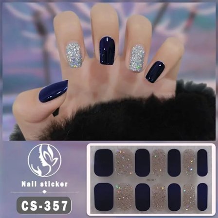 14Tips Halvhärdade Gel Nagelstickers Folie Glitter Nagelkonst Stickers Självhäftande Enkla Gel Hela Nagelomslag