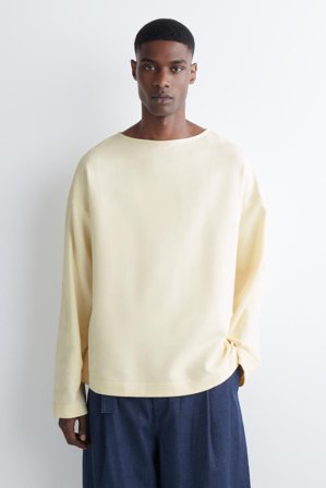 COS Men's Oversized Boat Neck Sweatshirt in White