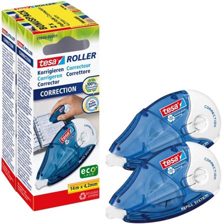Tesa Roller Korrigieren ecoLogo 2er Set zum Nachfüllkassette
