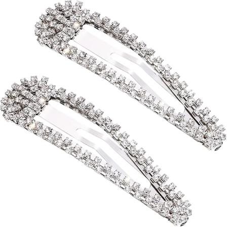 2 st Hårclips Metall Hårclips Barrettes Hår Kvinnor Rhinestone Clip Set Silver Rhinestone Hårsnålar