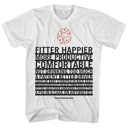 Radiohead T-Shirt Fitter Happier Lyrics Radiohead T-Shirt