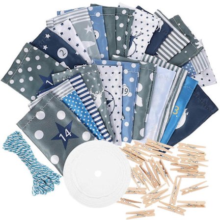 Flerfarget 24 stk Stoff Nedtellings Advent Kalenderposer Ideell For Julebordpynt Og Gaveoppbevaring