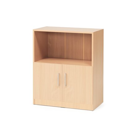 Büroschrank FLEXUS mit 1 offenen Fach, 925 x 760 x 415 mm, Buche