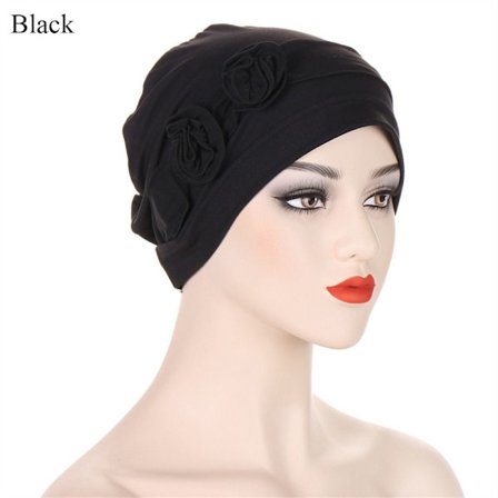 Turban Hat Bonnet SVART