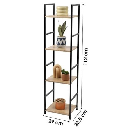 Förvaringshylla - URBAN LIVING - Vintage - Vit - Svart och trä - Metall och MDF träfanér