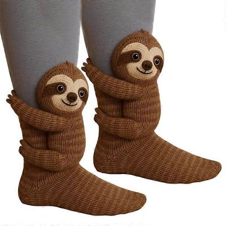 2 par 3D-strikkede dyresokker – Håndlagde søte varme nyhetssokker for gulv til jul Koala + Dovendyr