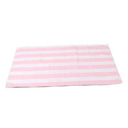 Blødt lyserødt stribet strandhåndklæde, mikrofiber, hurtigtørrende, superabsorberende, 150 x 75 cm