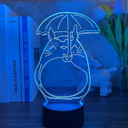 Min granne Totoro Anime 3D Illusion Nattlampa Hemrumsdekoration Akryl LED-lampa Julgåva Lampor - 16 Färger med Fjärrkontroll