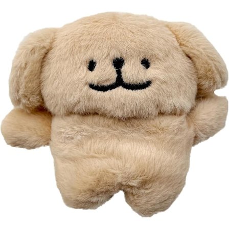 1 stk. Plysset Etui til AirPods 4, Sjovt Sødt 3D Tegneserie Plys Kawaii Khaki Farvet Hvalpe Design Fluffy Blødt Varmt Cover til