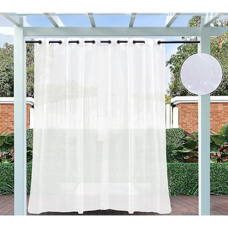 Ekstra store udendørsgardiner med øjer - [w54xw84in] 137cmx213cm, hvid, klippet, skimmelresistent til pergola, altan, strandhytte, pergola, cabana 1 