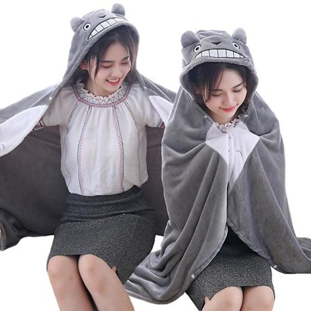 70*145cm Min nabo Totoro Anime Cosplay Kawaii Tegneserie Dyr Kjæledyr lur Teppe Kappe Plysj Peluche Lekedukke Barnegave