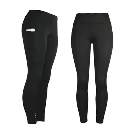 Yoga Leggings Høj Talje Butt Lifting Sidelommer Løbe Træning Leggings til Kvinder Sort L