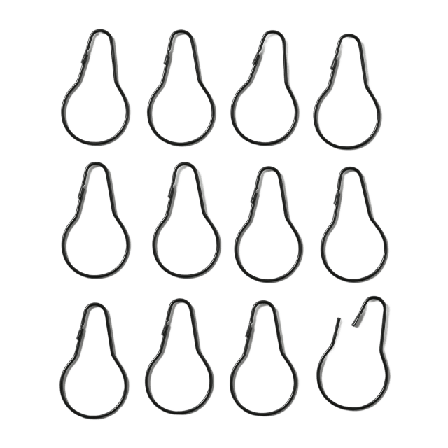 Åhléns Home Ringar för duschdraperi, 12-pack Badrumstillbehör Svart ONESIZE