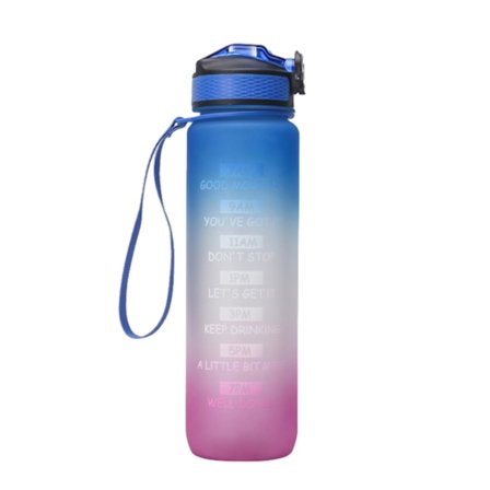 1000ML Sportvattenflaska med Motivationshalm och Tidmarkering Läcksäker Dryckesflaska för Hemma Utomhus