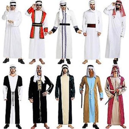 Herr Arabia Arabisk Sheikh Kostym Herde Arabisk Prins Cosplay För Vuxen Fantasia Purim Halloween Kostymer (J)
