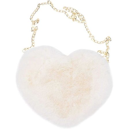 Mobil Lommebok Plysj Hjerteformet Skulderveske med Kjede Søt Fluffy Skulderveske for Kvinner Dame - Rød