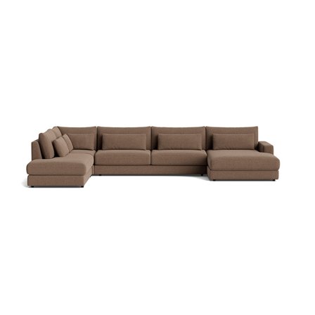 Sevilla U-Form Sofa, rechts in Nordic Braun, modernes Design, einfarbiges Muster, bequeme Polsterung für maximalen Komfort, Höhe 85cm.