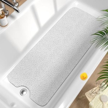 Skridsikker bademåtte 40x100 cm – Ekstra lang brusemåtte i blød PVC med dræning & hurtigtørrende_TF_TF