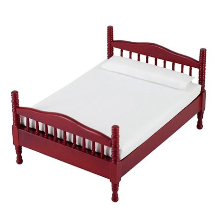 Dukkehus dobbeltseng i skala 1/12, miniature dukkehus soveværelsesmøbler til dekoration dukkehus Ac