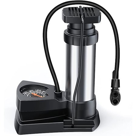 Sykkelpumpe Mini Bærbar Fotpumpe Med Trykkmåler For Alle Ventiler Av/dv/sv Gulvpumpe Egnet For Mtb Terrengsykler, Citysykler Og Barn