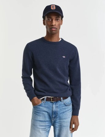 GANT Superfine Lambswool C-Neck - Navy - S