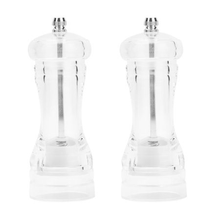 Akryl Manuell Kvern Transparent Salt- og Pepperkvernsett 2 Deler