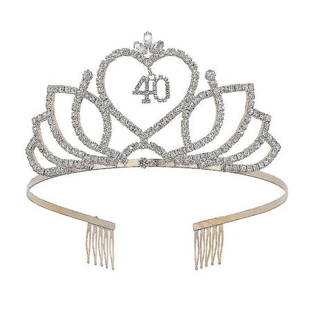 1 stk. 40 års fødselsdagskrone Hul Alloy Rhinestone Indlæg Hårbånd Hårspænde Med Kam Til Fest (gylden)-liuyue