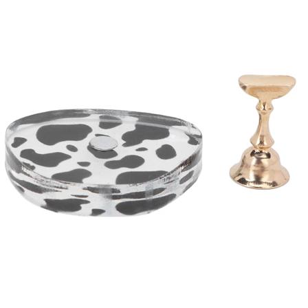 Akryl Nageldisplayställ Magnetisk Rund Botten Nageltips Övningshållare för Nagelkonst Inlärning Nybörjare Salongartister Guld