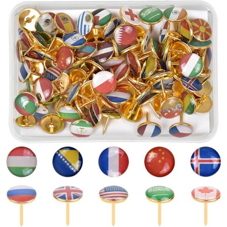 100 st dekorativa tryckknappar, 10 mm nationella flaggtryckknappar, kork