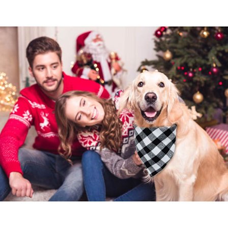 2-pakning Hunde Bandana Jul Klassisk Rutete Kjæledyr Bandana Skjerf Trekant Bibs Tørkle Sett Kjæledyr Kostyme Tilbehør Dekorasjon for Små Medium Store